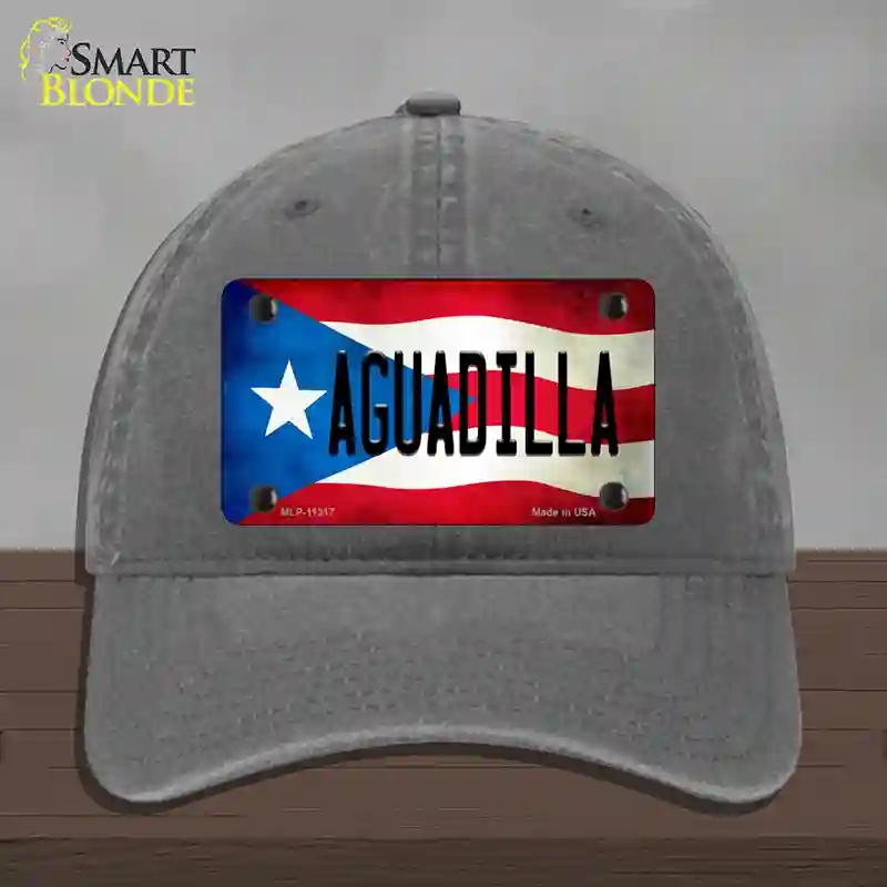 HAT08-MLP-11317 Aguadilla Puerto Rico Flag Novelty License Plate Hat, Unconstructed Cotton - Charcoal