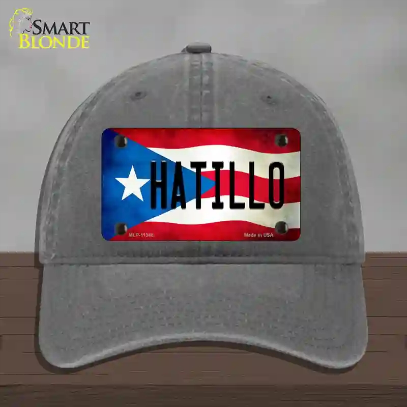 HAT08-MLP-11348 Hatillo Puerto Rico Flag Novelty License Plate Hat, Unconstructed Cotton - Charcoal
