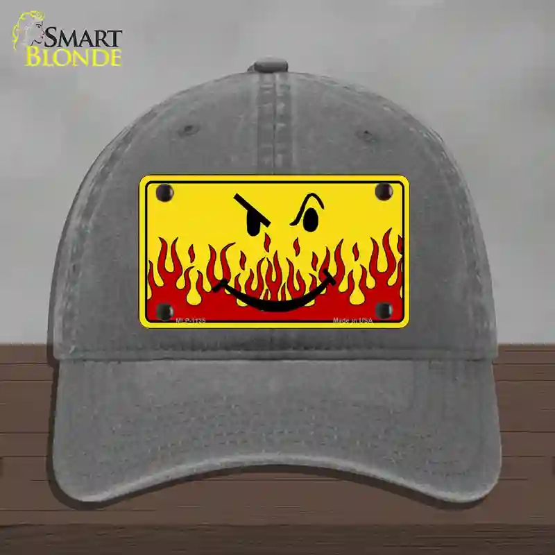 HAT08-MLP-1135 Smiley Flame Novelty License Plate Hat, Unconstructed Cotton - Charcoal