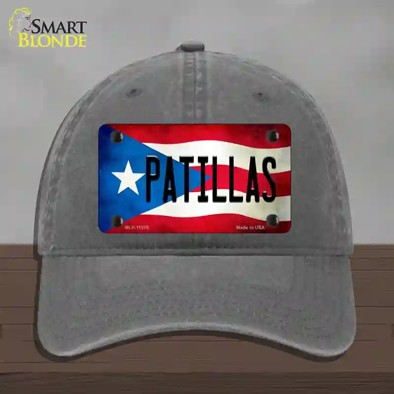 HAT08-MLP-11370 Patillas Puerto Rico Flag Novelty License Plate Hat, Unconstructed Cotton - Charcoal