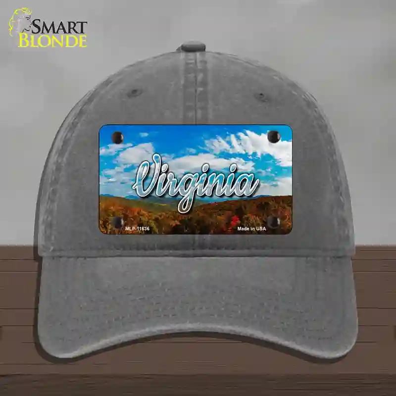 HAT08-MLP-11636 Virginia Mountain Range State Novelty License Plate Hat, Unconstructed Cotton - Charcoal