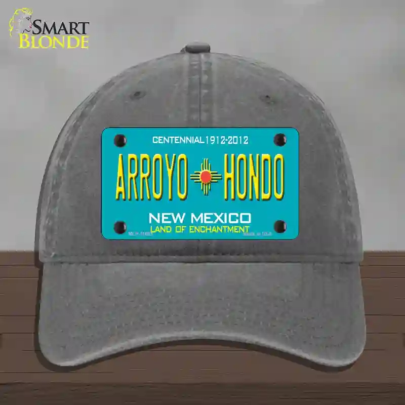 HAT08-MLP-11653 Arroyo Hondo Teal   Mexico Novelty License Plate Hat, Unconstructed Cotton - Charcoal