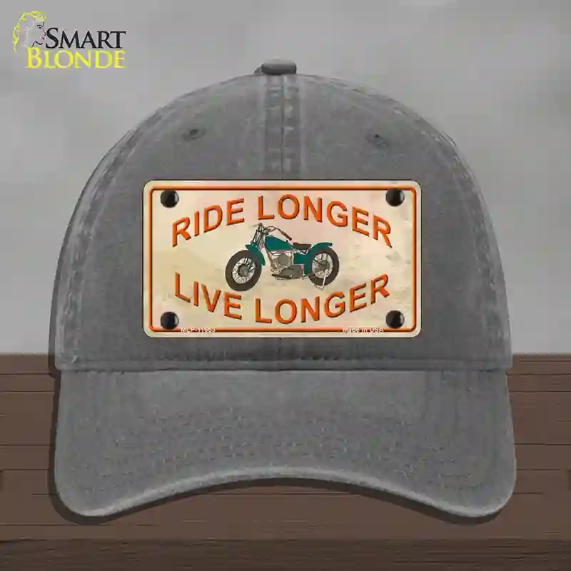 HAT08-MLP-11663 Ride Longer Live Longer Novelty License Plate Hat, Unconstructed Cotton - Charcoal