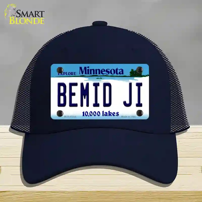 HAT16-MLP-11044 Bemid Ji Minnesota State Novelty License Plate Hat, Mesh - Navy