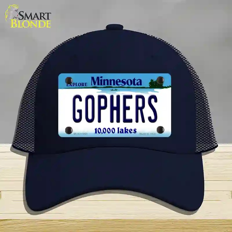 HAT16-MLP-11053 Gophers Minnesota State Novelty License Plate Hat, Mesh - Navy