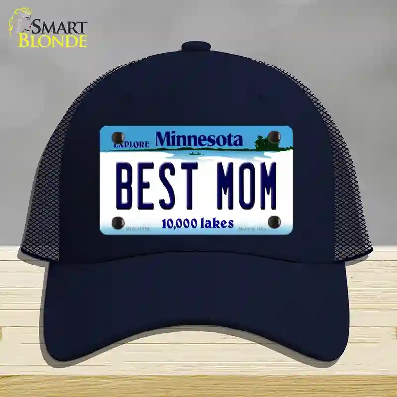HAT16-MLP-11079 Best Mom Minnesota State Novelty License Plate Hat, Mesh - Navy