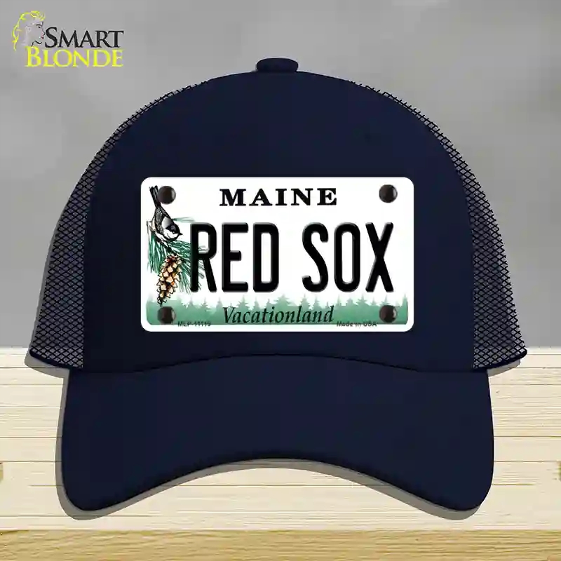 HAT16-MLP-11119 Red Sox Maine Novelty License Plate Hat, Mesh - Navy