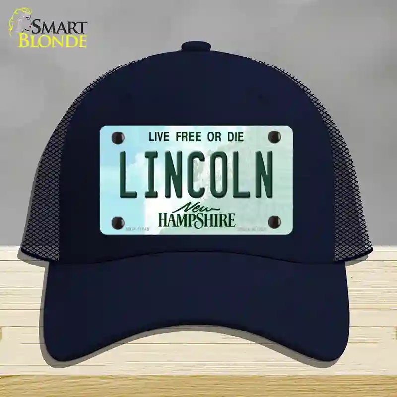HAT16-MLP-11149 Lincoln   Hampshire State Novelty License Plate Hat, Mesh - Navy
