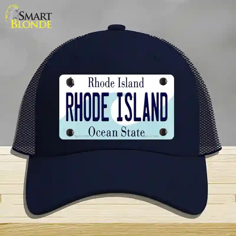 HAT16-MLP-11179 Rhode Island State Novelty License Plate Hat, Mesh - Navy