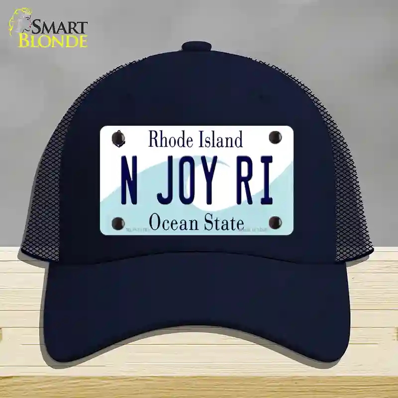 HAT16-MLP-11181 N Joy RI Rhode Island State Novelty License Plate Hat, Mesh - Navy