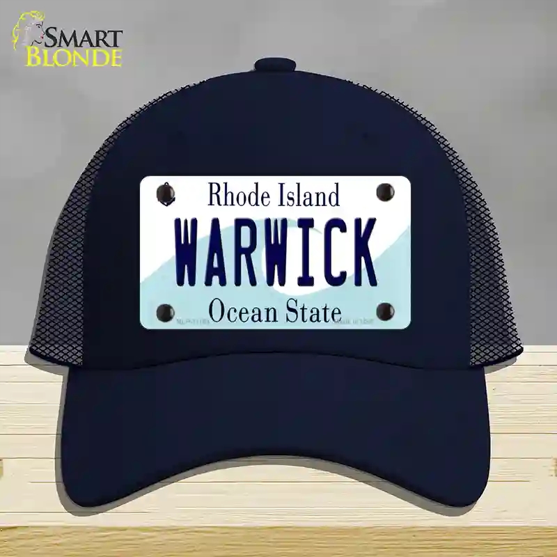 HAT16-MLP-11184 Warwick Rhode Island State Novelty License Plate Hat, Mesh - Navy