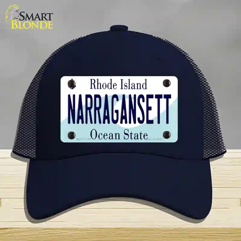 HAT16-MLP-11187 Narragansett Rhode Island State Novelty License Plate Hat, Mesh - Navy