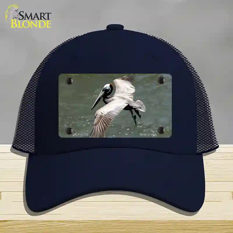 HAT16-MLP-11239 Pelican in Flight Novelty License Plate Hat, Mesh - Navy