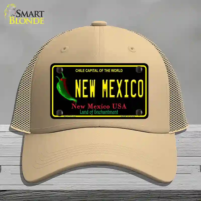 HAT15-MLP-11753   Mexico Black State Novelty License Plate Hat, Mesh - Khaki