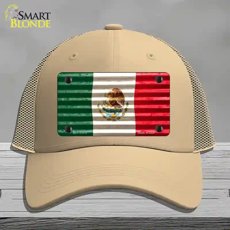 HAT15-MLP-11816 Mexico Flag Novelty License Plate Hat, Mesh - Khaki