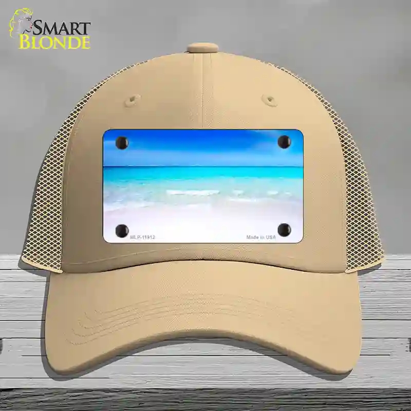 HAT15-MLP-11912 Beach Scene Novelty License Plate Hat, Mesh - Khaki