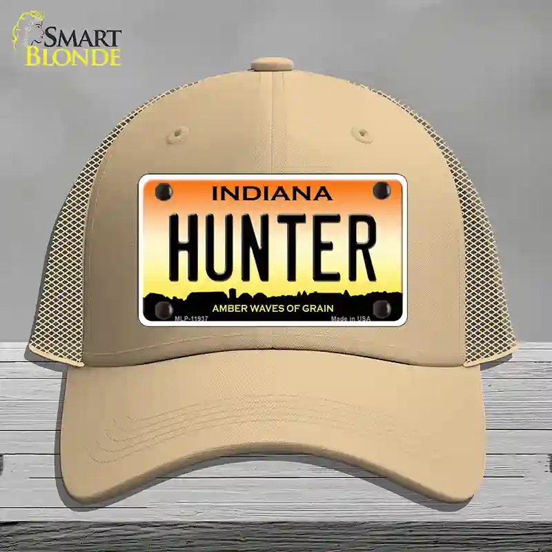 HAT15-MLP-11937 Hunter Indiana Novelty License Plate Hat, Mesh - Khaki