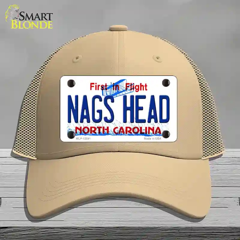 HAT15-MLP-12091 Nags Head North Carolina State Novelty License Plate Hat, Mesh - Khaki