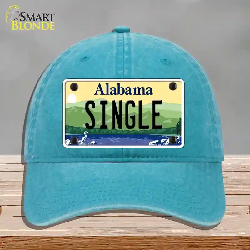 HAT10-MLP-10023 Single Alabama Novelty License Plate Hat, Unconstructed Cotton - Lake Blue