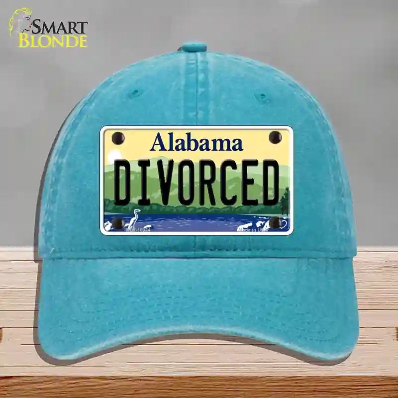 HAT10-MLP-10024 Divorced Alabama Novelty License Plate Hat, Unconstructed Cotton - Lake Blue