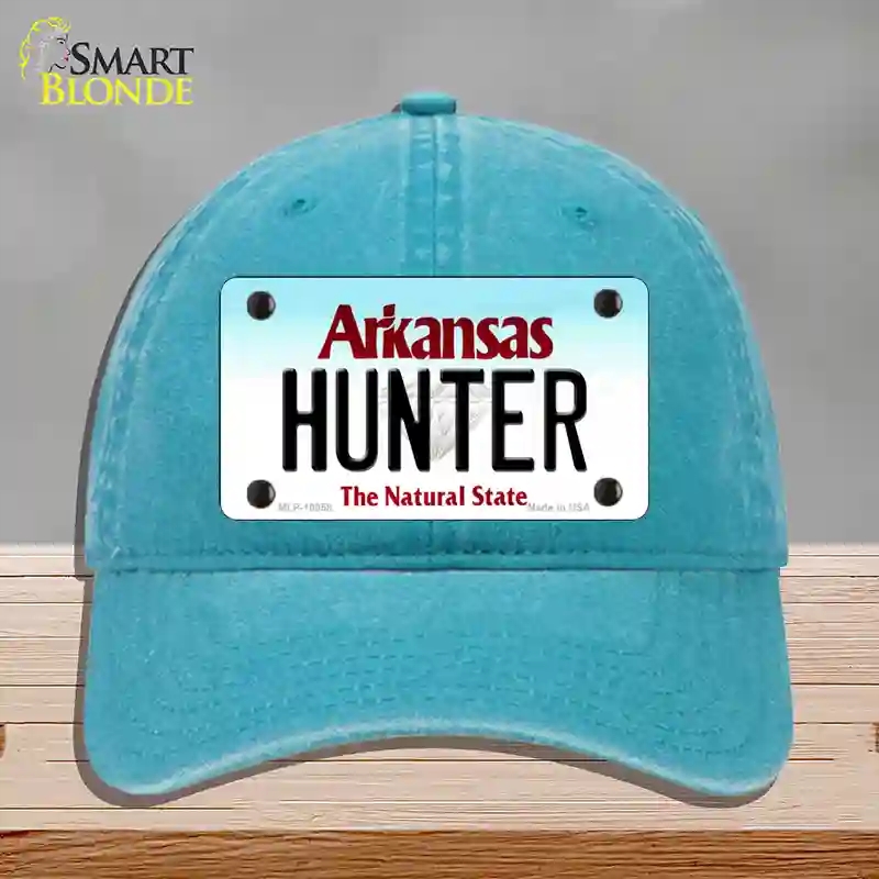 HAT10-MLP-10058 Hunter Arkansas Novelty License Plate Hat, Unconstructed Cotton - Lake Blue