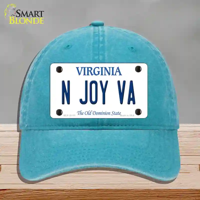 HAT10-MLP-10115 N Joy VA Virginia Novelty License Plate Hat, Unconstructed Cotton - Lake Blue