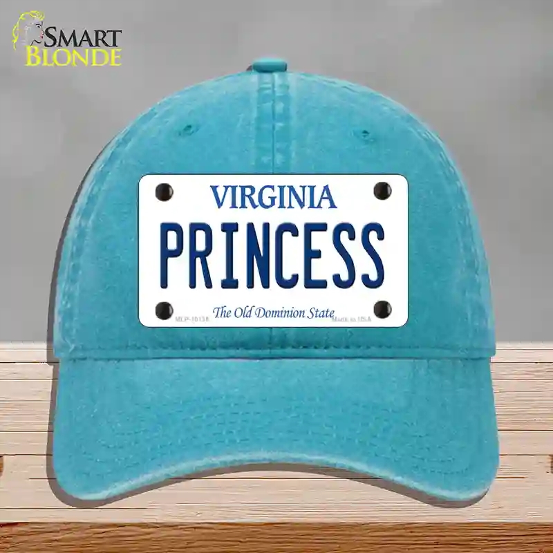HAT10-MLP-10135 Princess Virginia Novelty License Plate Hat, Unconstructed Cotton - Lake Blue
