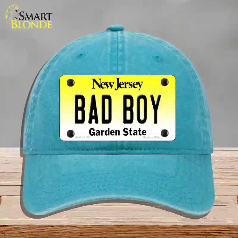 HAT10-MLP-10178 Bad Boy   Jersey Novelty License Plate Hat, Unconstructed Cotton - Lake Blue