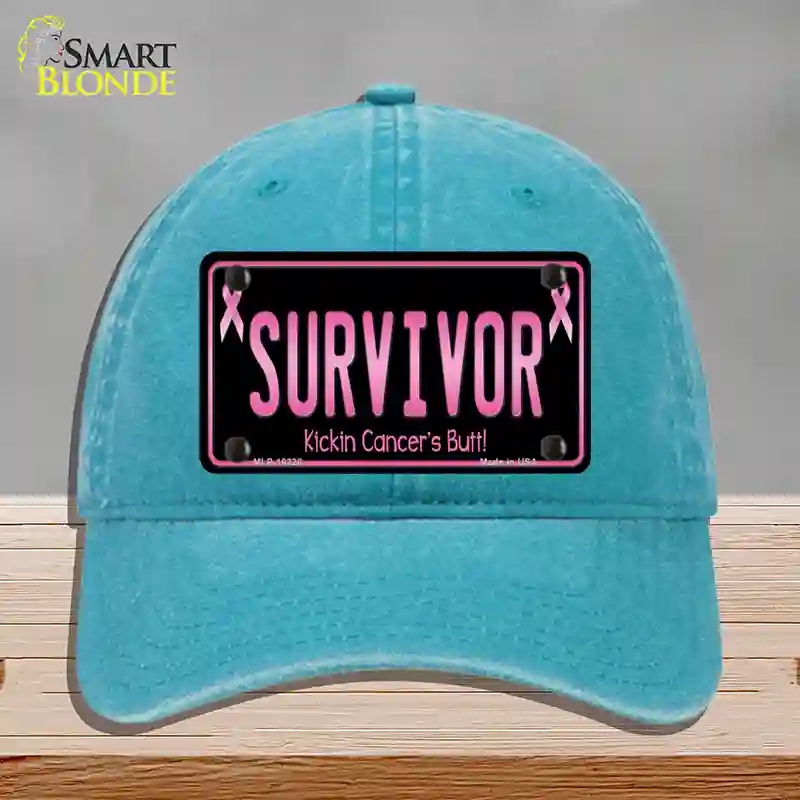HAT10-MLP-10228 Survivor Novelty License Plate Hat, Unconstructed Cotton - Lake Blue