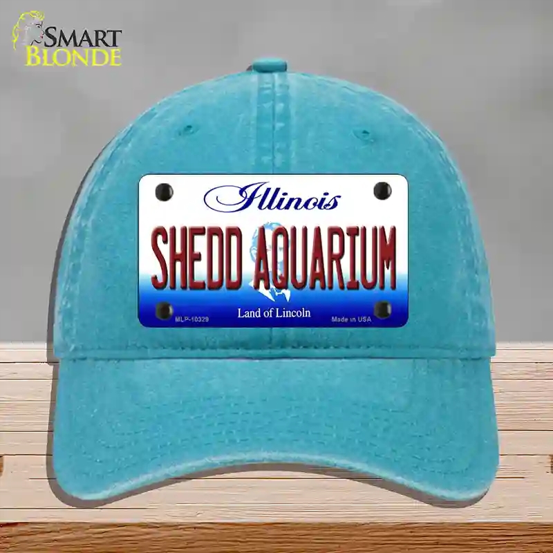 HAT10-MLP-10329 Shedd Aquarium Illinois Novelty License Plate Hat, Unconstructed Cotton - Lake Blue