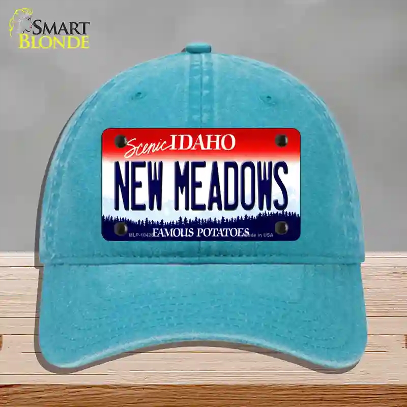 HAT10-MLP-10426   Meadows Idaho Novelty License Plate Hat, Unconstructed Cotton - Lake Blue