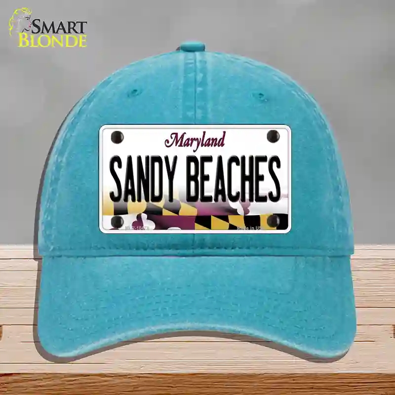 HAT10-MLP-10479 Sandy Beaches Maryland Novelty License Plate Hat, Unconstructed Cotton - Lake Blue