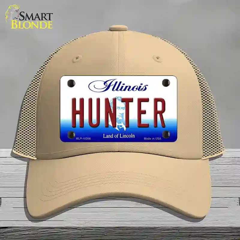 HAT15-MLP-10306 Hunter Illinois Novelty License Plate Hat, Mesh - Khaki