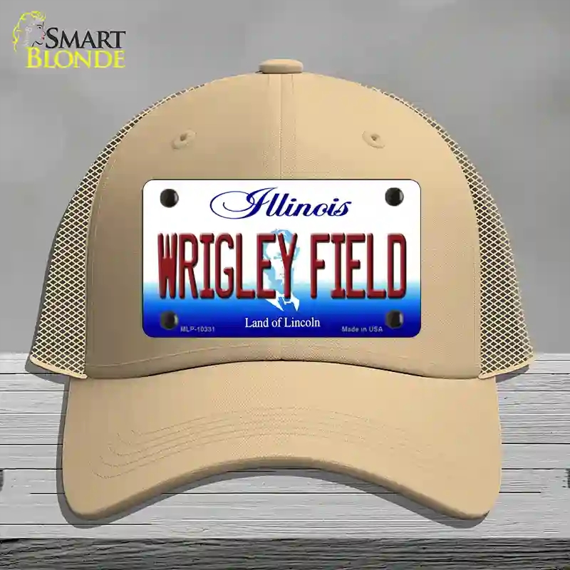 HAT15-MLP-10331 Wrigley Field Illinois Novelty License Plate Hat, Mesh - Khaki