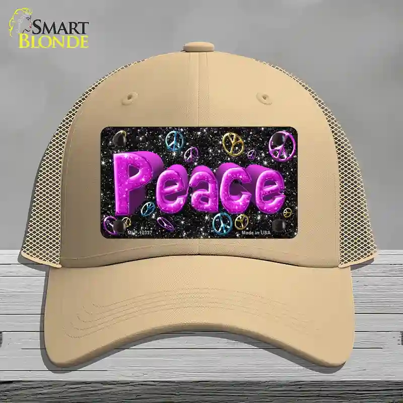 HAT15-MLP-10337 Peace Novelty License Plate Hat, Mesh - Khaki