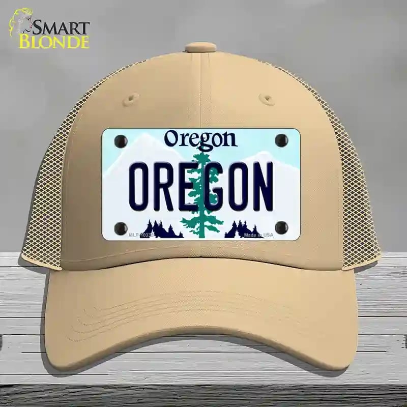 HAT15-MLP-10338 Oregon Tree Novelty License Plate Hat, Mesh - Khaki
