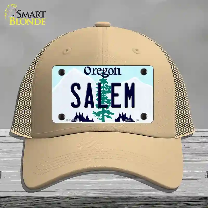 HAT15-MLP-10342 Salem Oregon Novelty License Plate Hat, Mesh - Khaki