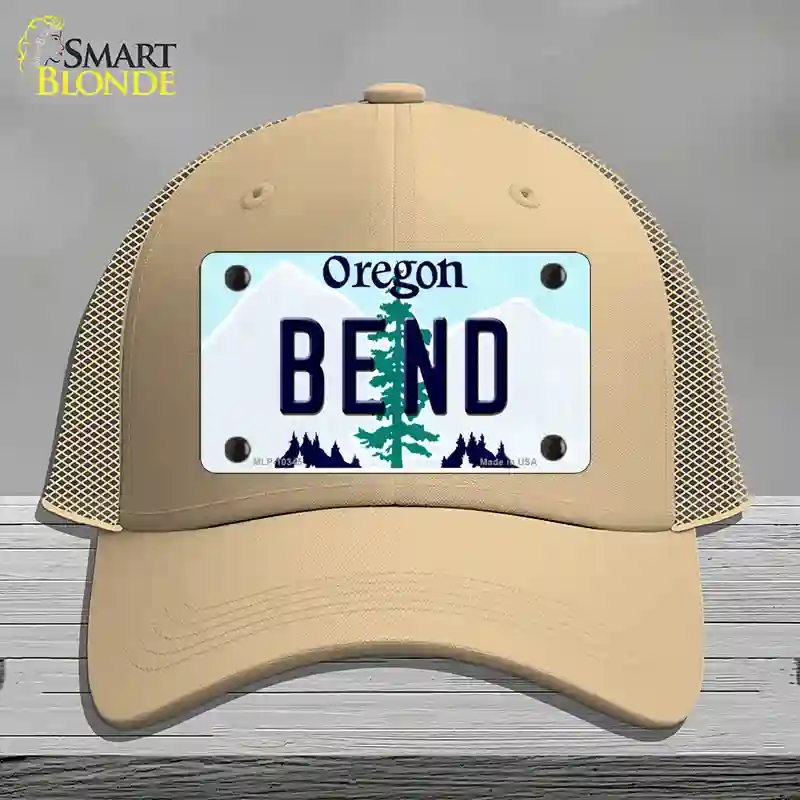 HAT15-MLP-10345 Bend Oregon Novelty License Plate Hat, Mesh - Khaki