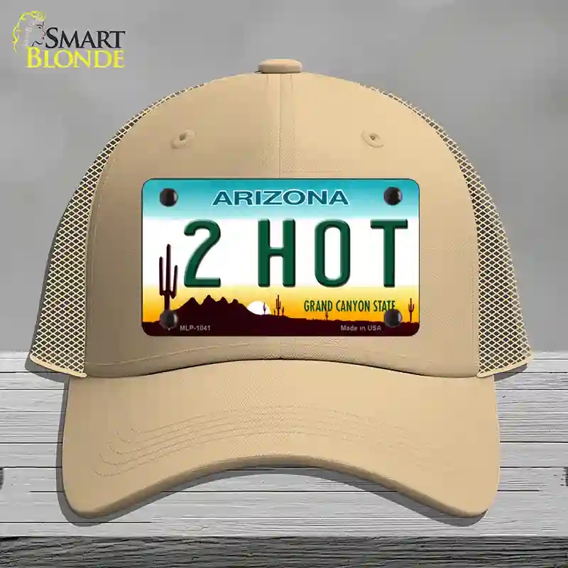 HAT15-MLP-1041 2 Hot Arizona Novelty License Plate Hat, Mesh - Khaki