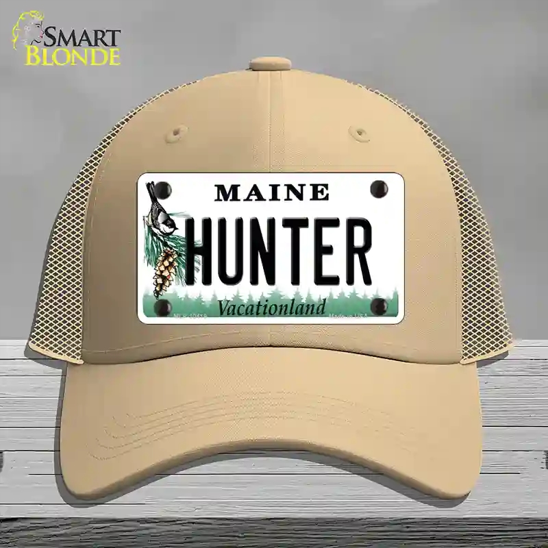 HAT15-MLP-10419 Hunter Maine Novelty License Plate Hat, Mesh - Khaki