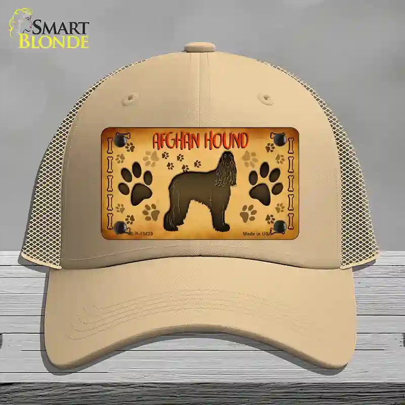 HAT15-MLP-10429 Afghan Hound Novelty License Plate Hat, Mesh - Khaki