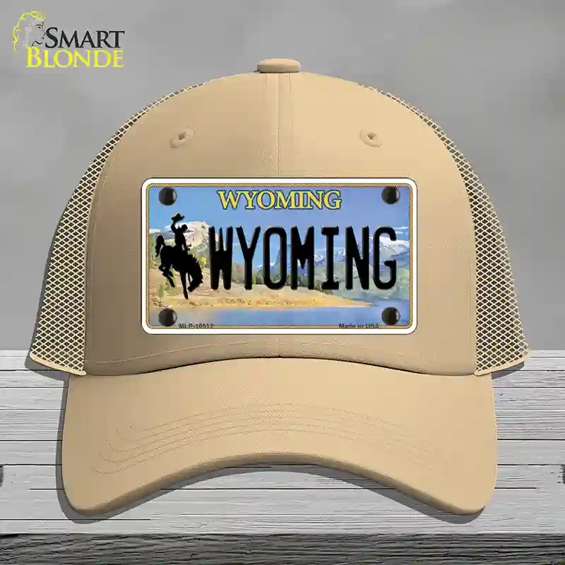 HAT15-MLP-10512 Wyoming Tag Novelty License Plate Hat, Mesh - Khaki