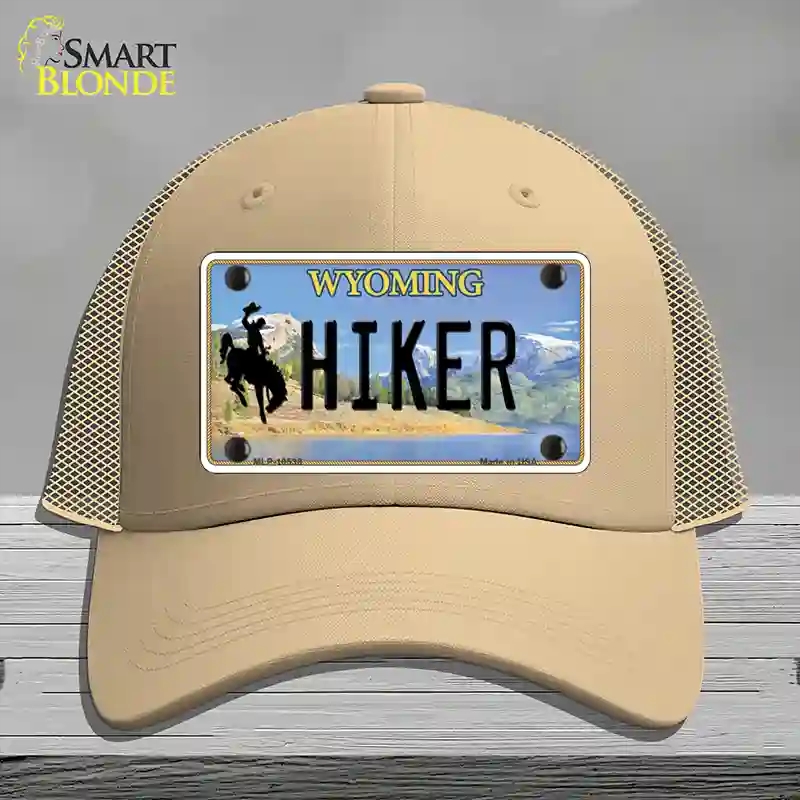 HAT15-MLP-10538 Hiker Wyoming Novelty License Plate Hat, Mesh - Khaki