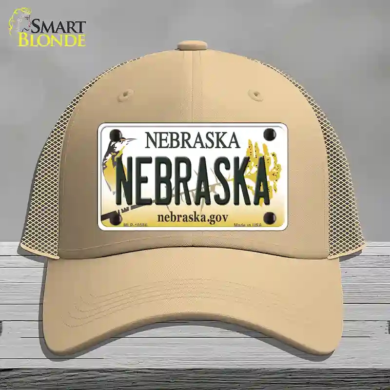 HAT15-MLP-10566 Nebraska Gov Novelty License Plate Hat, Mesh - Khaki