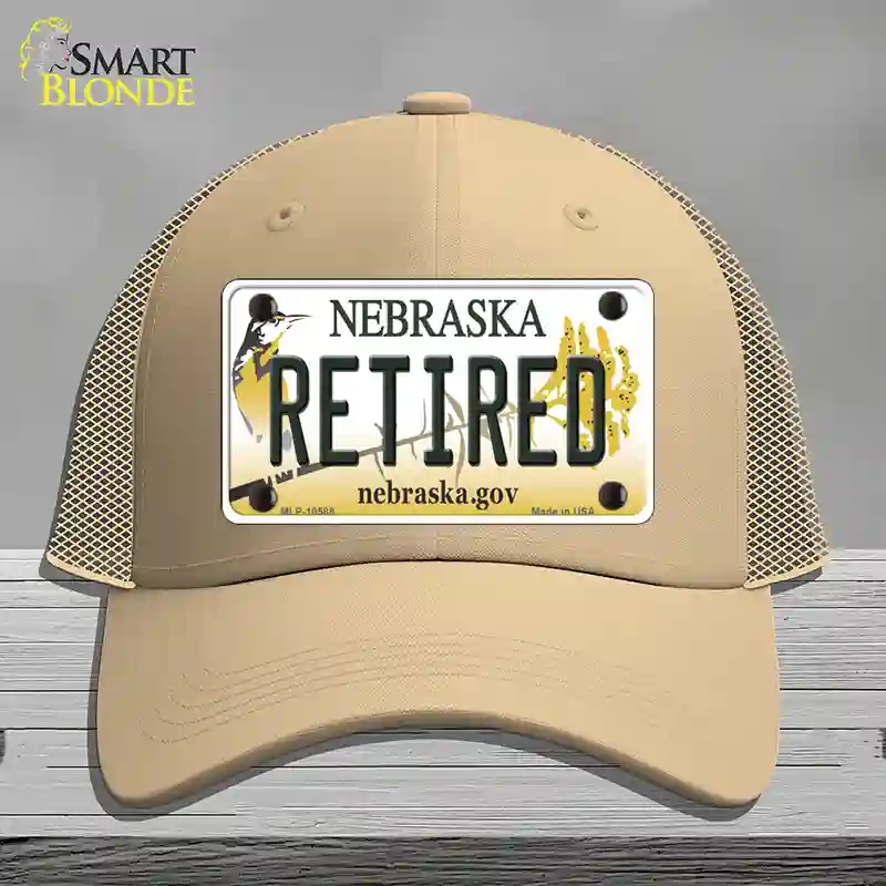 HAT15-MLP-10588 Retired Nebraska Novelty License Plate Hat, Mesh - Khaki