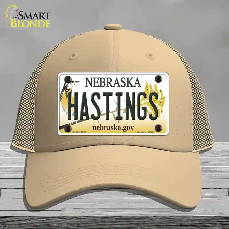 HAT15-MLP-10607 Hastings Nebraska Novelty License Plate Hat, Mesh - Khaki
