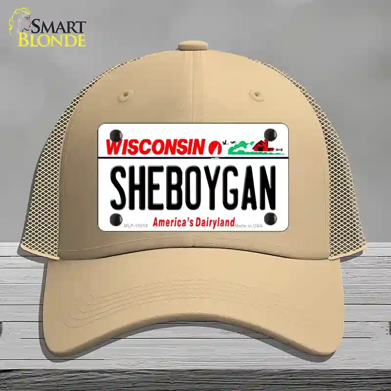 HAT15-MLP-10618 Sheboygan Wisconsin Novelty License Plate Hat, Mesh - Khaki