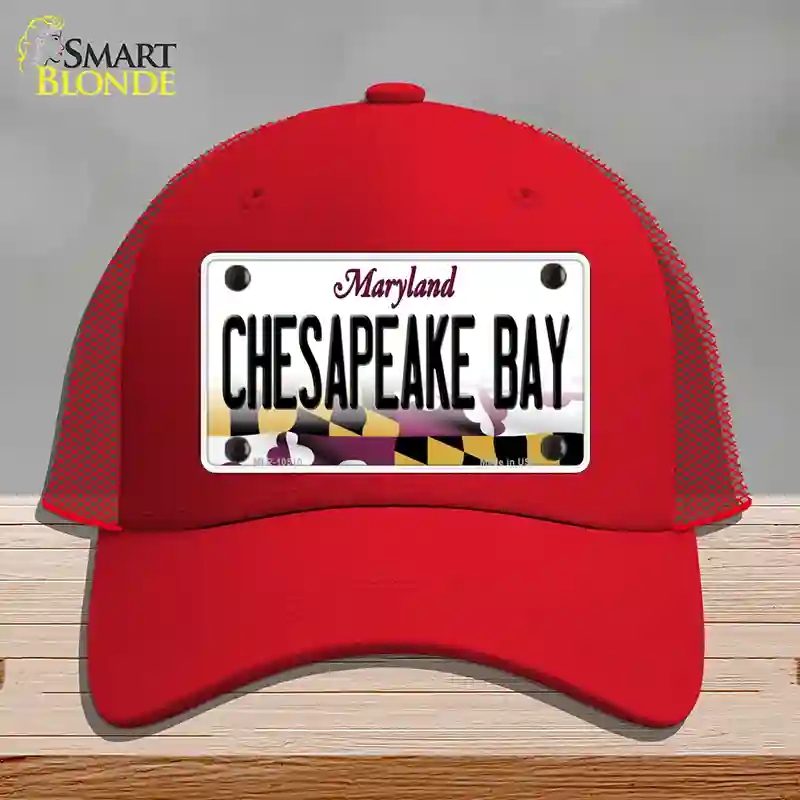 HAT17-MLP-10510 Chesapeake Bay Maryland Novelty License Plate Hat, Mesh - Red