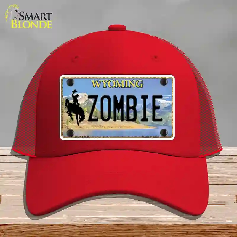 HAT17-MLP-10545 Zombie Wyoming Novelty License Plate Hat, Mesh - Red