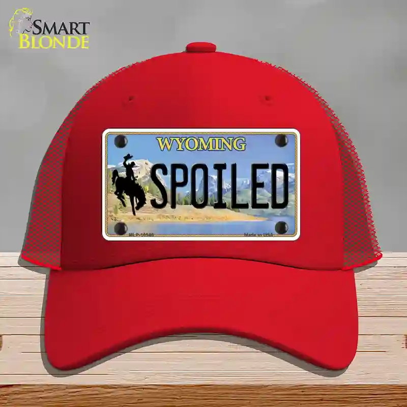 HAT17-MLP-10546 Spoiled Wyoming Novelty License Plate Hat, Mesh - Red